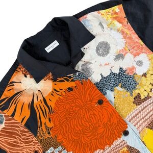 Dries Van Noten Shirt Adult S Black Yellow Floral Abstract Short Sleeve Buttoned